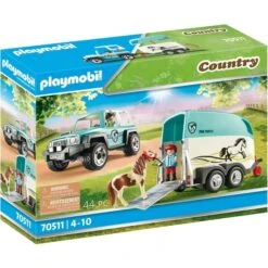 PLAYMOBIL 70511 Country PKW Mit Ponyanhänger, Konstruktionsspielzeug