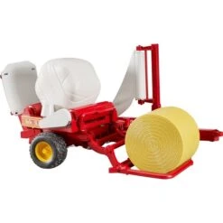 Bruder Ballenwickler Mit Ockerbraunem Und Schwarzem Rundballen, Modellfahrzeug